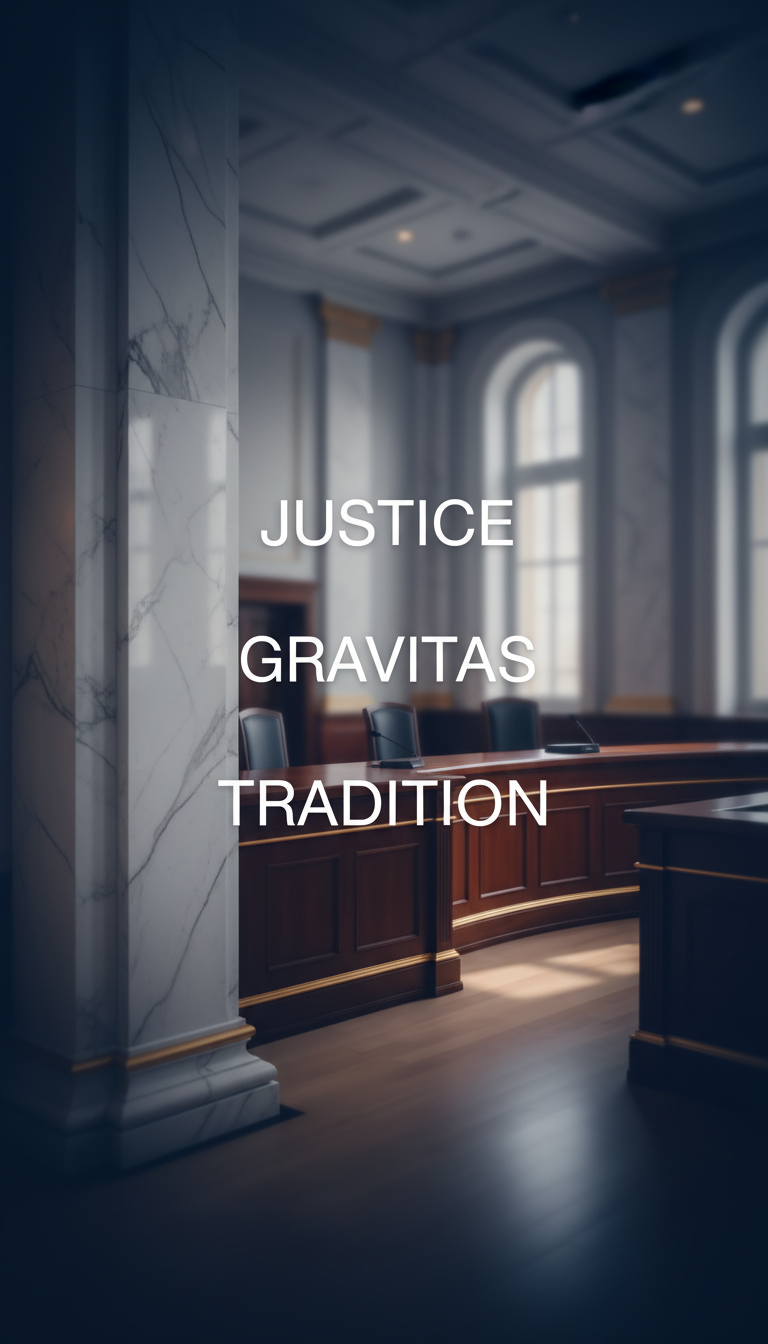 Elegant courtroom interior with sophisticated architecture